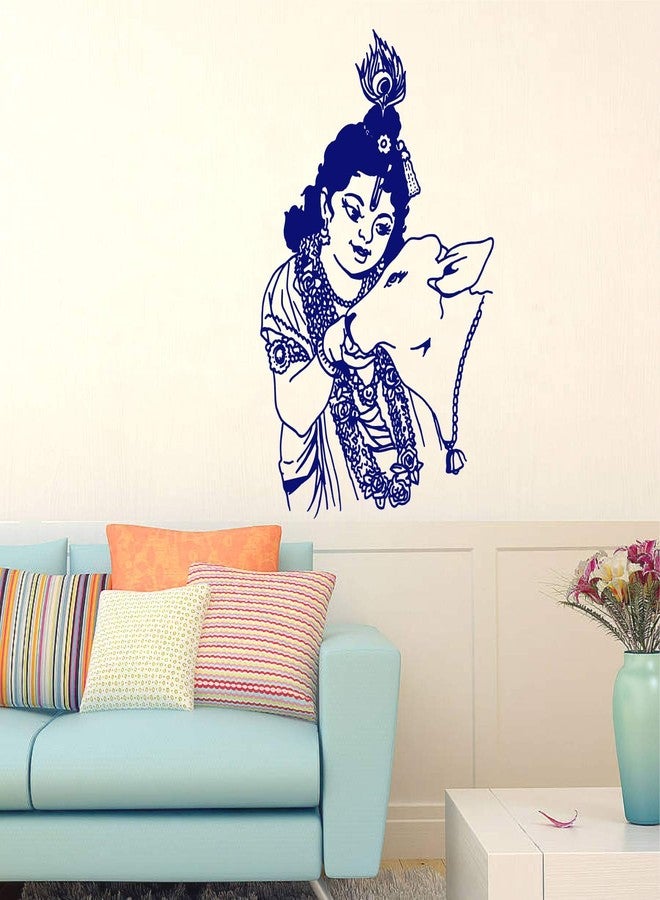 Sticker Yard Wall Stickers | Wall Sticker for Living Room -Bedroom - Office - Kids Room - Hall - Home Decor | StickerYard Bal Krishna with Cow Wall Sticker & Decal Vinyl Sticker (38X58) - Image 1